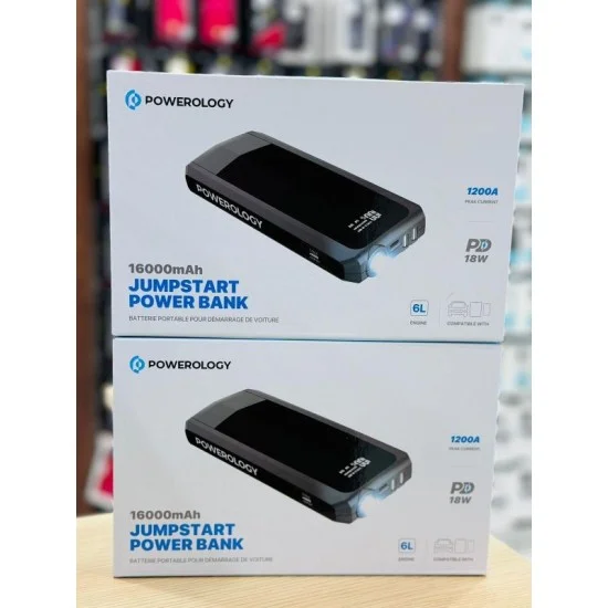 Powerology 16000Mah Jumpstart Power Bank - Black